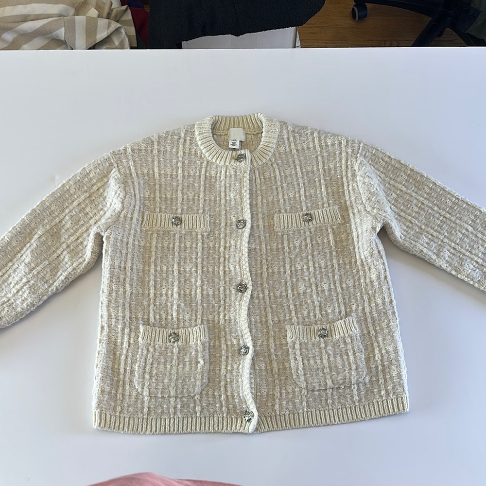 Women's H&M Beige Cardigan Sweater Sz XL